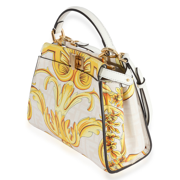 Fendi x Versace Fendace Gold Baroque & White FF Motif Mini Peekaboo - Picture 3 of 6